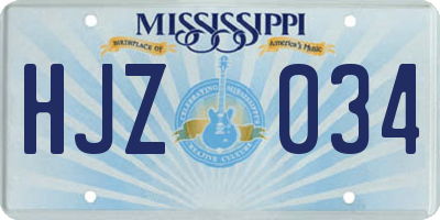 MS license plate HJZ034