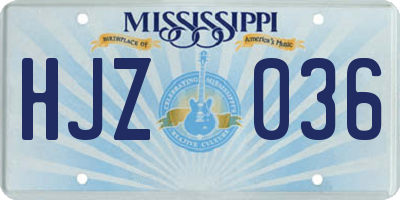 MS license plate HJZ036
