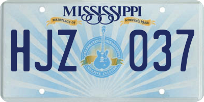 MS license plate HJZ037