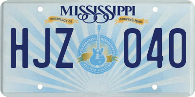 MS license plate HJZ040