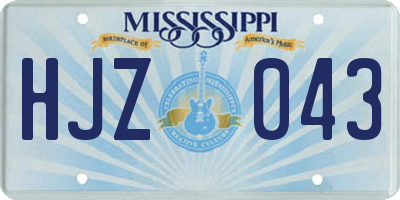 MS license plate HJZ043
