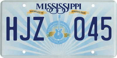 MS license plate HJZ045