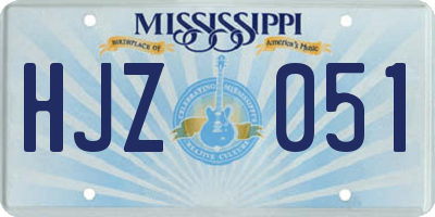 MS license plate HJZ051