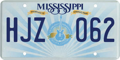 MS license plate HJZ062