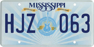 MS license plate HJZ063