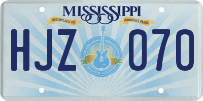 MS license plate HJZ070