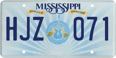 MS license plate HJZ071