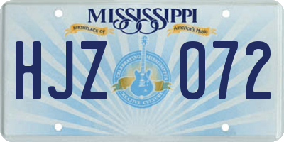 MS license plate HJZ072