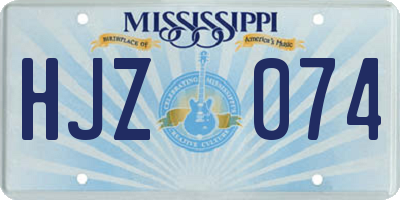 MS license plate HJZ074