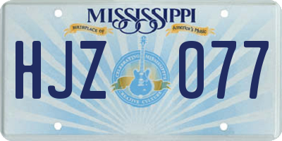 MS license plate HJZ077