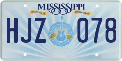 MS license plate HJZ078
