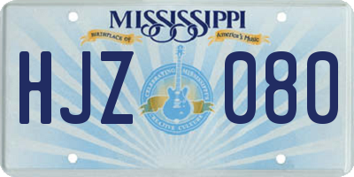 MS license plate HJZ080
