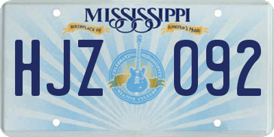 MS license plate HJZ092