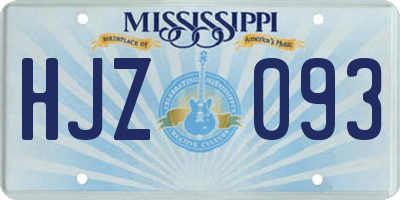 MS license plate HJZ093