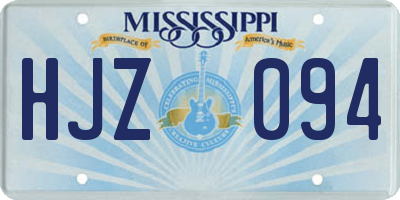 MS license plate HJZ094