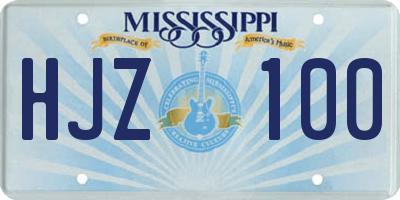 MS license plate HJZ100