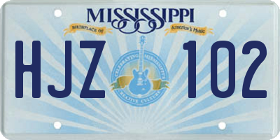 MS license plate HJZ102
