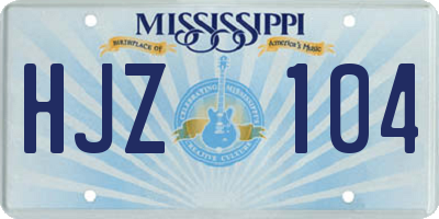 MS license plate HJZ104