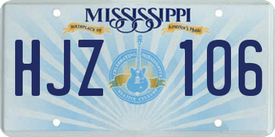 MS license plate HJZ106