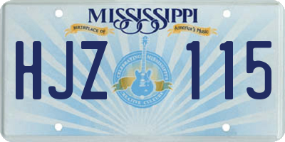 MS license plate HJZ115