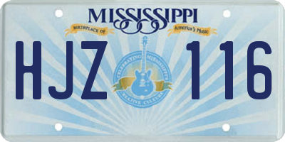 MS license plate HJZ116
