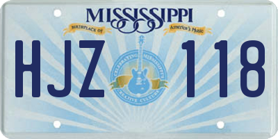 MS license plate HJZ118