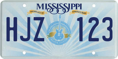 MS license plate HJZ123