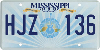 MS license plate HJZ136
