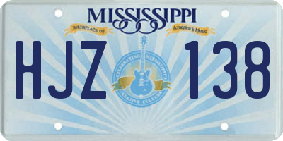 MS license plate HJZ138