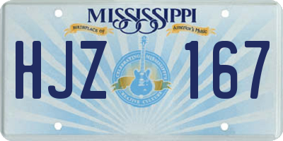 MS license plate HJZ167