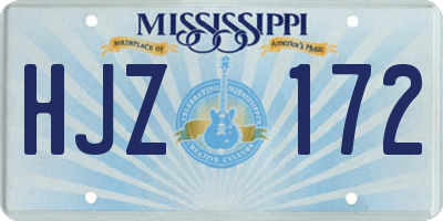 MS license plate HJZ172
