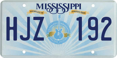 MS license plate HJZ192
