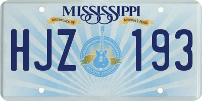 MS license plate HJZ193