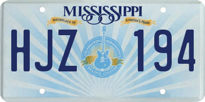 MS license plate HJZ194