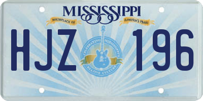 MS license plate HJZ196