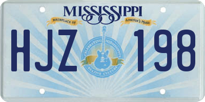 MS license plate HJZ198