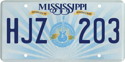 MS license plate HJZ203