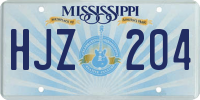 MS license plate HJZ204