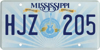 MS license plate HJZ205