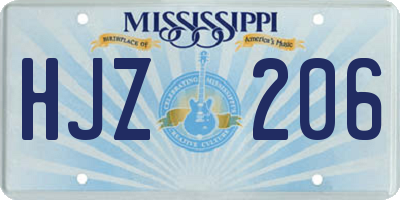 MS license plate HJZ206