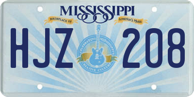 MS license plate HJZ208