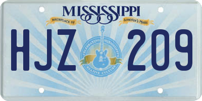 MS license plate HJZ209