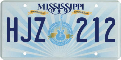 MS license plate HJZ212