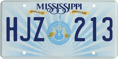 MS license plate HJZ213