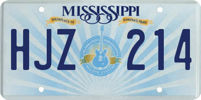 MS license plate HJZ214