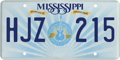 MS license plate HJZ215