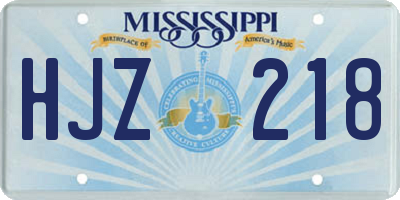 MS license plate HJZ218