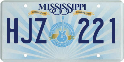 MS license plate HJZ221