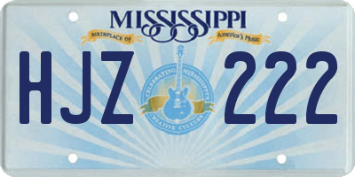 MS license plate HJZ222
