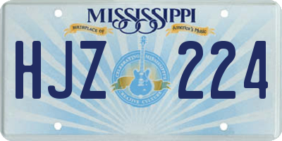 MS license plate HJZ224